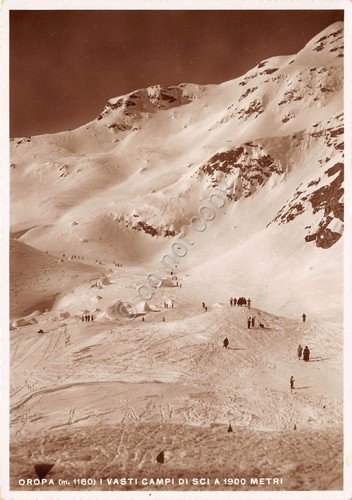 Cartolina Oropa Campi di sci animata 1940 | Immagine principale