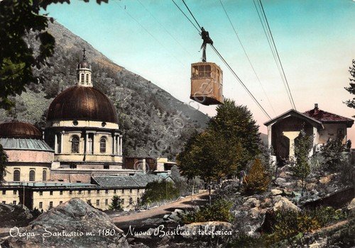 Cartolina Oropa Santuario Basilica e teleferica anni '50 (Biella) | Immagine principale