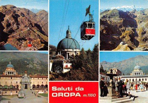 Cartolina Oropa vedute varie e funivia (Biella) | Immagine principale