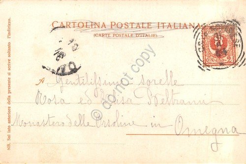 Cartolina Orta la piazza animata bucato steso 1904