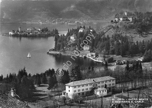 Cartolina Orta Sacro Monte e Seminario S. Carlo 1950