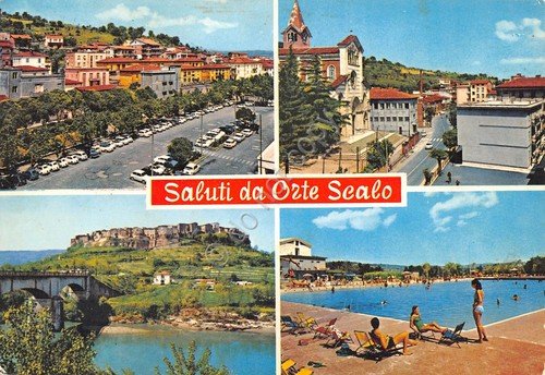 Cartolina Orte Scalo vedute varie piscina paese Timbro Espo Filatelia …