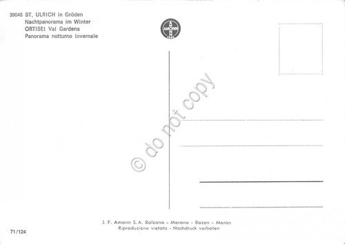 Cartolina Ortisei Panorama invernale Notturno