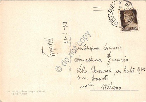 Cartolina Ortisei Panorama verso Sassolungo e Sella 1938