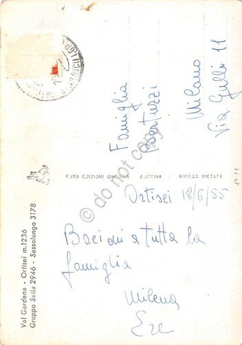 Cartolina Ortisei Va Gardena Panorama 1955 (Bolzano)