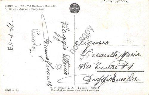 Cartolina Ortisei Val Gardena Dolomiti panorama 1953 | Immagine Gallery 2