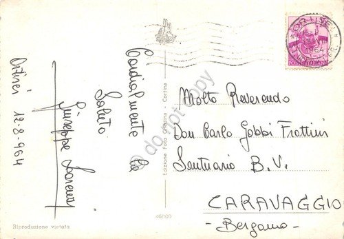 Cartolina Ortisei vedute funivia seggiovia 1964 (Bolzano)