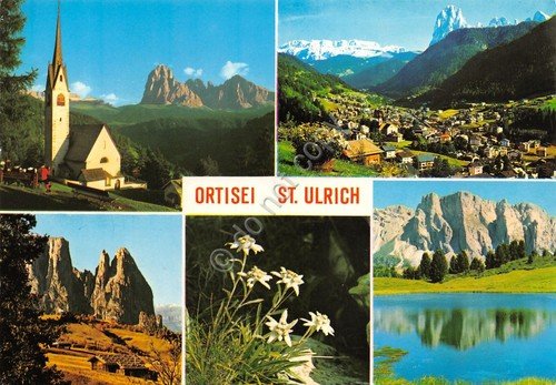 Cartolina Ortisei vedute varie paese 1986 | Immagine principale