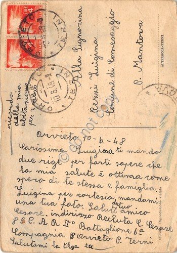 Cartolina Orvieto Caserma 8° CAR ingresso Principale Auto d'epoca 1948