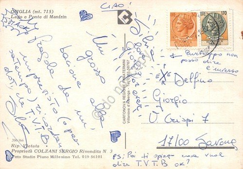 Cartolina Osiglia Lago e Ponte di Manfrin