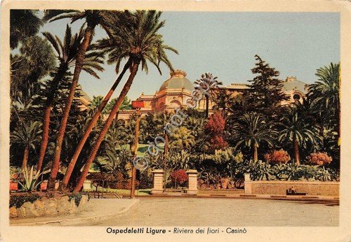 Cartolina Ospedaletti Ligure Riviera dei Fiori Casinò anni '50