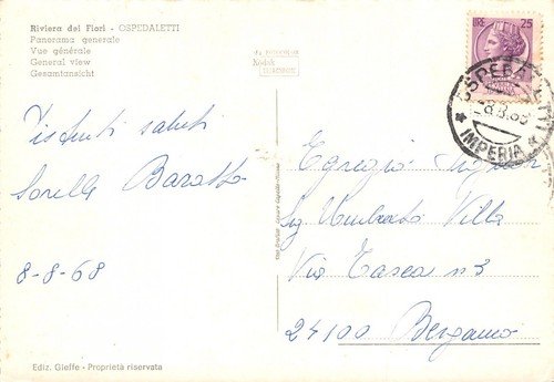 Cartolina Ospedaletti Panorama 1968 | Immagine Gallery 2