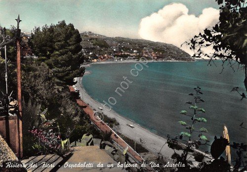 Cartolina Ospedaletti panorama da balcone di via Aurelia (Savona)