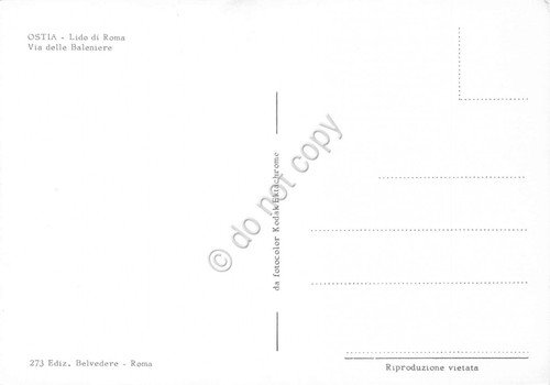 Cartolina Ostia Lido di Roma Via delle Baleniere auto