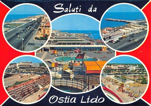 Cartolina Ostia Lido vedute varie piscina strada stabilimenti anni '80 … | Immagine principale