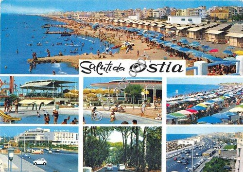 Cartolina Ostia Saluti da Vedutine (Altre tematiche)