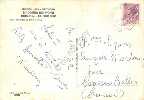 Cartolina Ottiglio M. Albergo Madonna dei Monti sulla panoramica Pinin … | Immagine Gallery 2