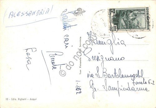 Cartolina Ovada Panorama parziale 1952