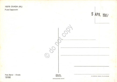 Cartolina Ovada Piazza Cappuccini Auto d'epoca 1987