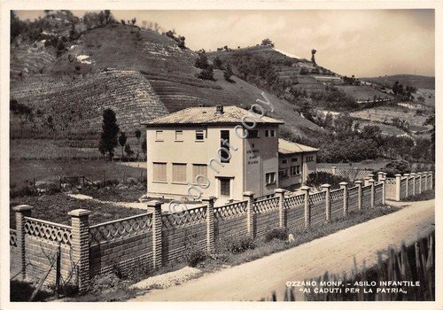 Cartolina Ozzano Monferrato Asilo infantile ai Caduti per la Patria