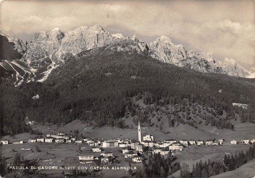 Cartolina Padola di Cadore con catena Aiarnola panorama 1952 | Immagine principale
