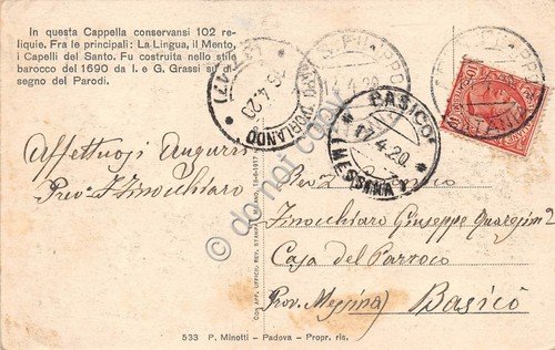 Cartolina Padova Altare del tesoro della Basilica del Santo 1920