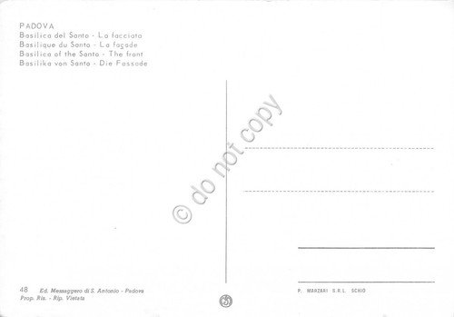 Cartolina Padova Basilica S. Antonio facciata e angolo