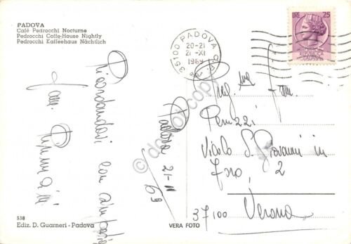 Cartolina Padova Caffè Pedrocchi Notturno 1969