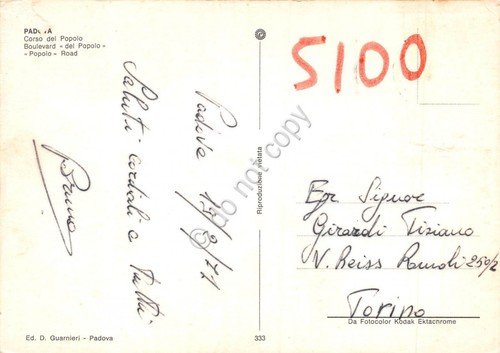 Cartolina Padova Corso del Popolo 1971 danneggiata ai bordi | Immagine Gallery 2