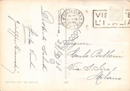 Cartolina Padova Palazzo della Ragione 1938
