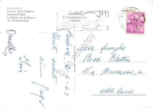 Cartolina Padova Palazzo della Ragione auto d'epoca animata 1962 | Immagine Gallery 2