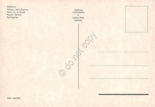 Cartolina Padova Palazzo della Ragione dall'alto tetti case anni '80