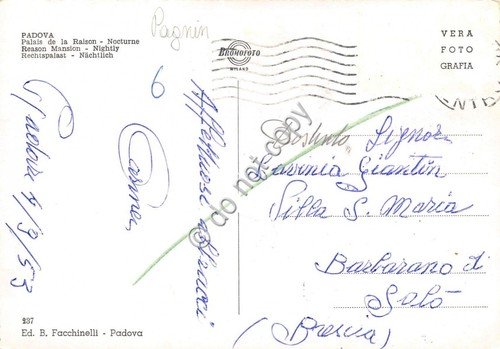 Cartolina Padova Palazzo della Ragione Notturno 1953 | Immagine Gallery 2