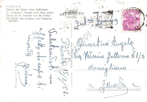 Cartolina Padova panorama aereo Chiesa del santo colorata 1961 | Immagine Gallery 2