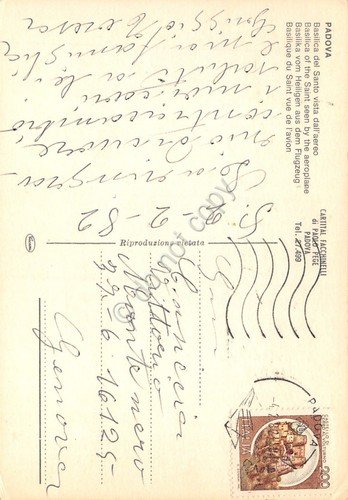 Cartolina Padova Panorama aereo della Chiesa di S. Antonio 1982