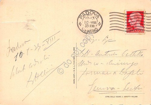 Cartolina Padova Piazza Garibaldi 1935 Bonaventura Menato tram auto d'epoca …