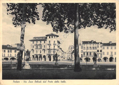 Cartolina Padova Via Luca Belludi da Parco della Valle 1938