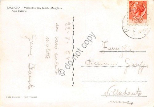 Cartolina Pagnona Valsassina Panorama Monte Mugiio Alpe Subiale 1954