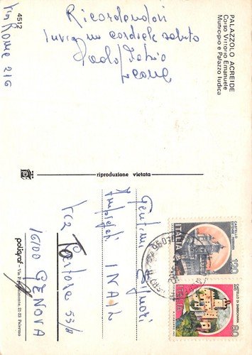 Cartolina Palazzolo Acreide Corso V. Emanuele Municipio Palazzo Iudica 1982