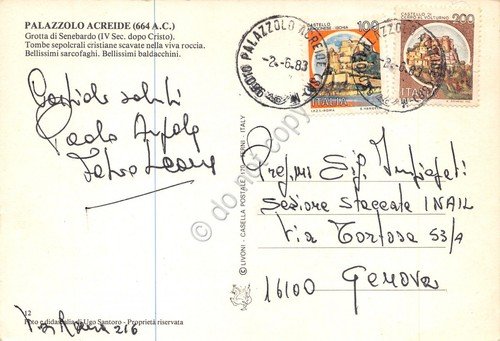 Cartolina Palazzolo Acreide Grotta di Senebardo 1983 (Siracusa) | Immagine Gallery 2
