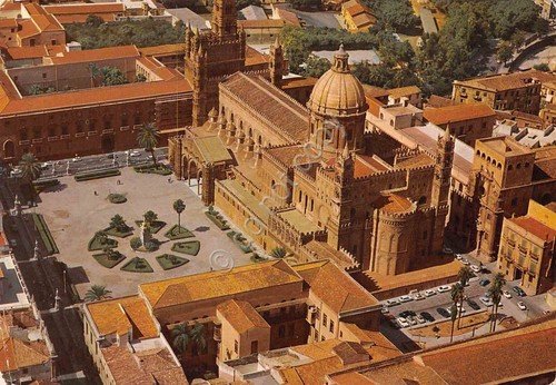 Cartolina Palermo Cattedrale e veduta aerea 1973 | Immagine principale