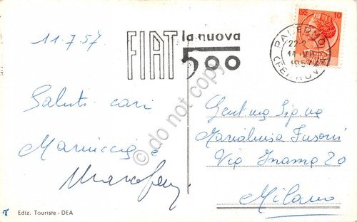 Cartolina Palermo Cattedrale timbro a targhetta Fiat 500 1957 | Immagine Gallery 2