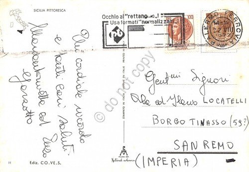 Cartolina Palermo Cattedrale Timbro a targhetta occhio al rettangolo 1972