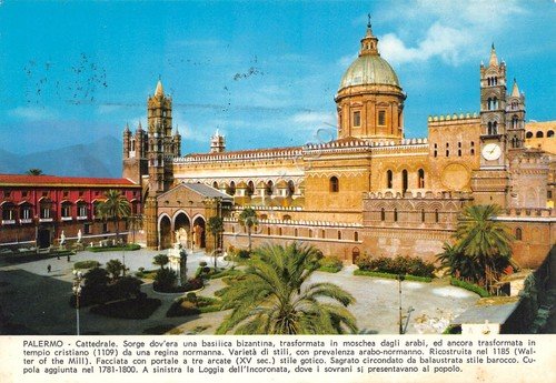 Cartolina Palermo Cattedrale Timbro a targhetta occhio al rettangolo 1972