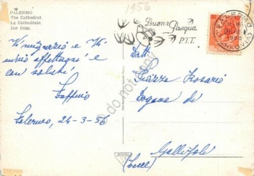 Cartolina Palermo Cattedrale Timbro Buona Pasqua 1956 | Immagine Gallery 2