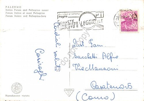 Cartolina Palermo Foro Italico Monte Pellegrino