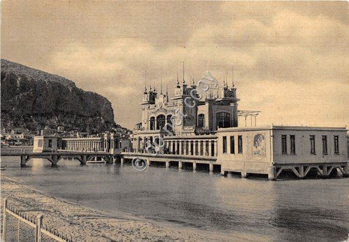 Cartolina Palermo Mandello Lido Stabilimento balneare 1959