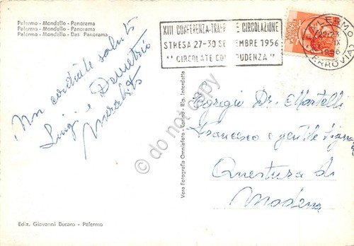 Cartolina Palermo Mondello Panorama 1956