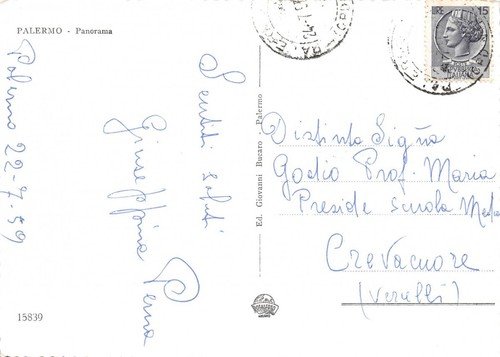 Cartolina Palermo Panorama 1959