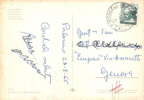 Cartolina Palermo Panorama 1966